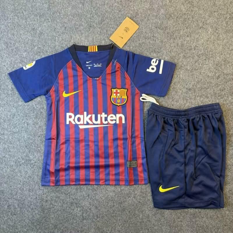 2018/19 Barcelona Home Kids Soccer Jersey And Shorts