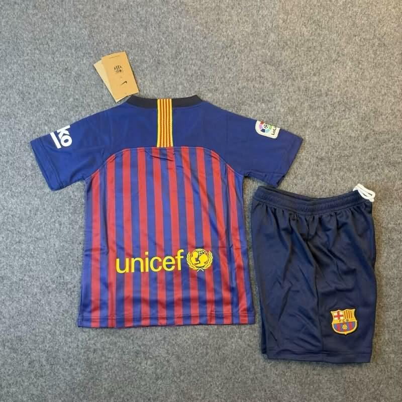 2018/19 Barcelona Home Kids Soccer Jersey And Shorts