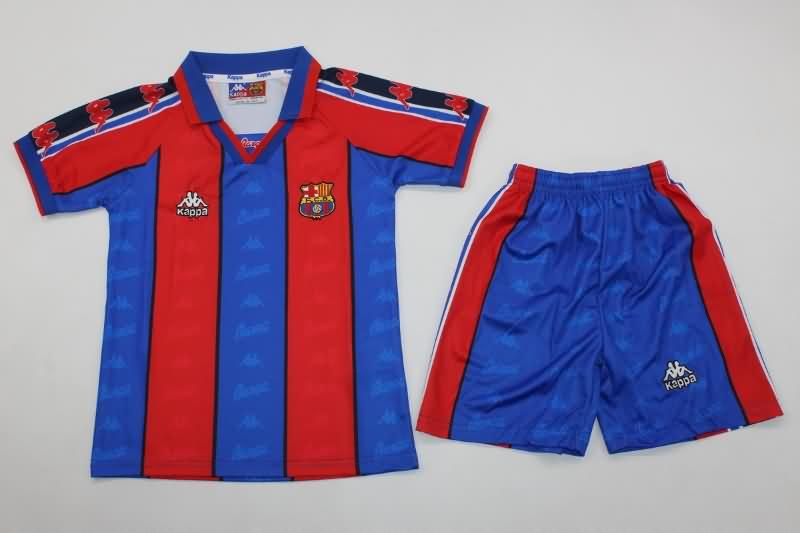 1996/97 Barcelona Home Kids Soccer Jersey And Shorts