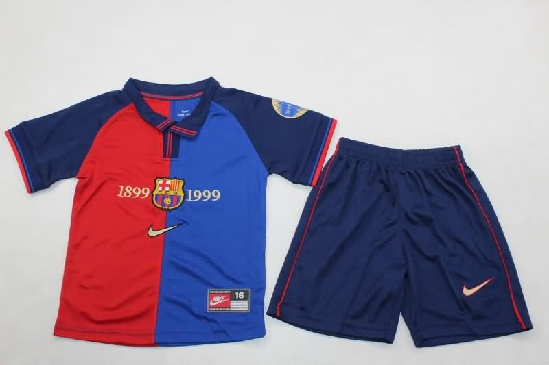 1999/00 Barcelona Home Kids Soccer Jersey And Shorts