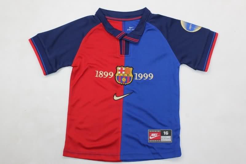 1999/00 Barcelona Home Kids Soccer Jersey And Shorts