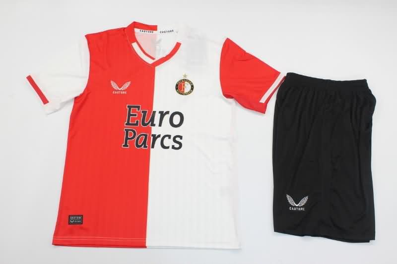 23/24 Feyenoord Home Kids Soccer Jersey And Shorts