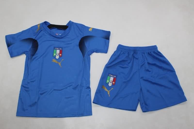 2006 Italy Home Kids Soccer Jersey And Shorts