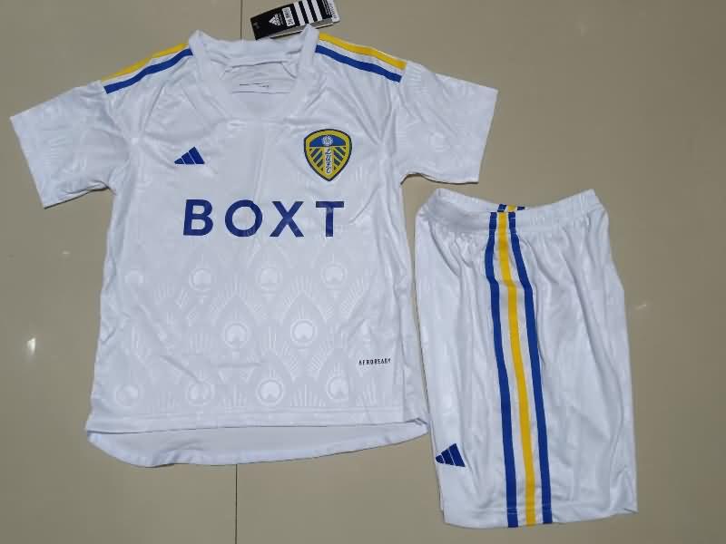 23/24 Leeds United Home Kids Soccer Jersey And Shorts