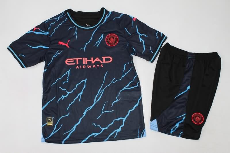23/24 Manchester City Third Kids Soccer Jersey And Shorts