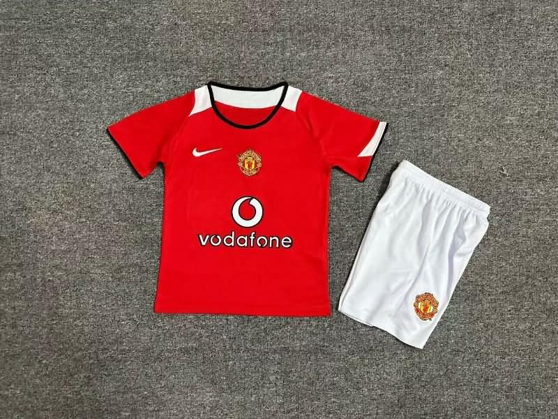 2004/06 Manchester United Home Kids Soccer Jersey And Shorts