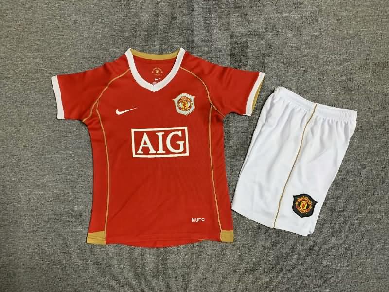 2006/07 Manchester United Home Kids Soccer Jersey And Shorts