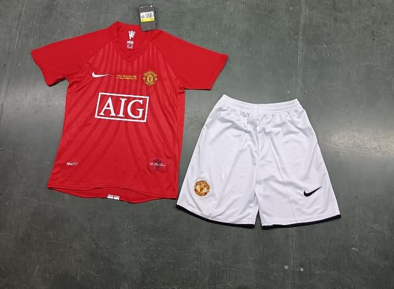 2007/08 Manchester United Home Kids Soccer Jersey And Shorts
