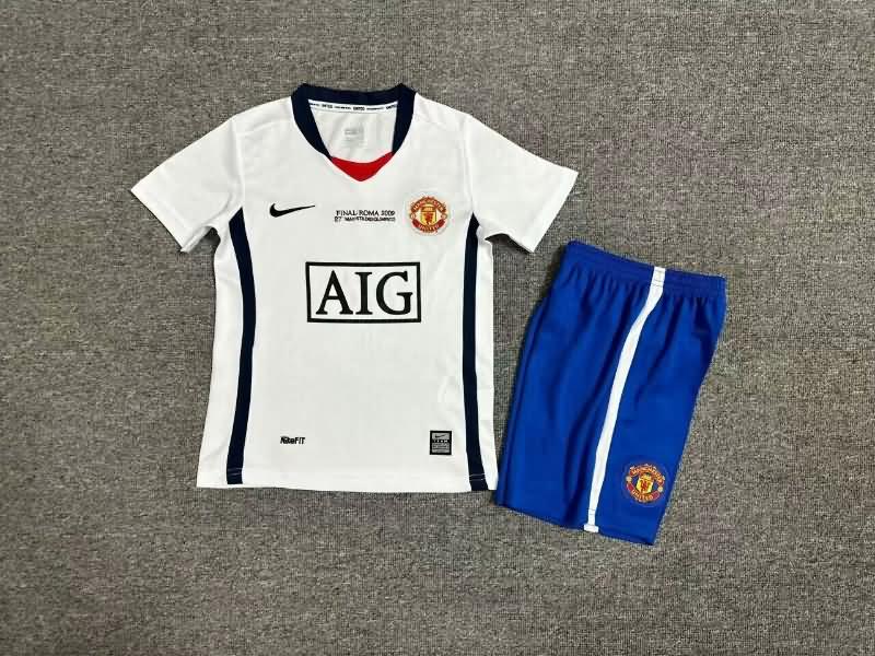 2008/09 Manchester United Away Final Kids Soccer Jersey And Shorts