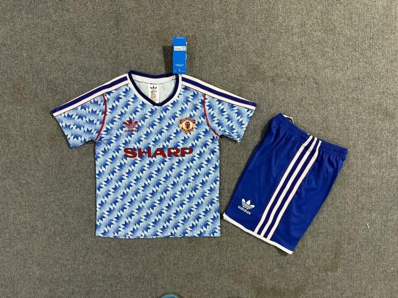 1990/92 Manchester United Away Kids Soccer Jersey And Shorts