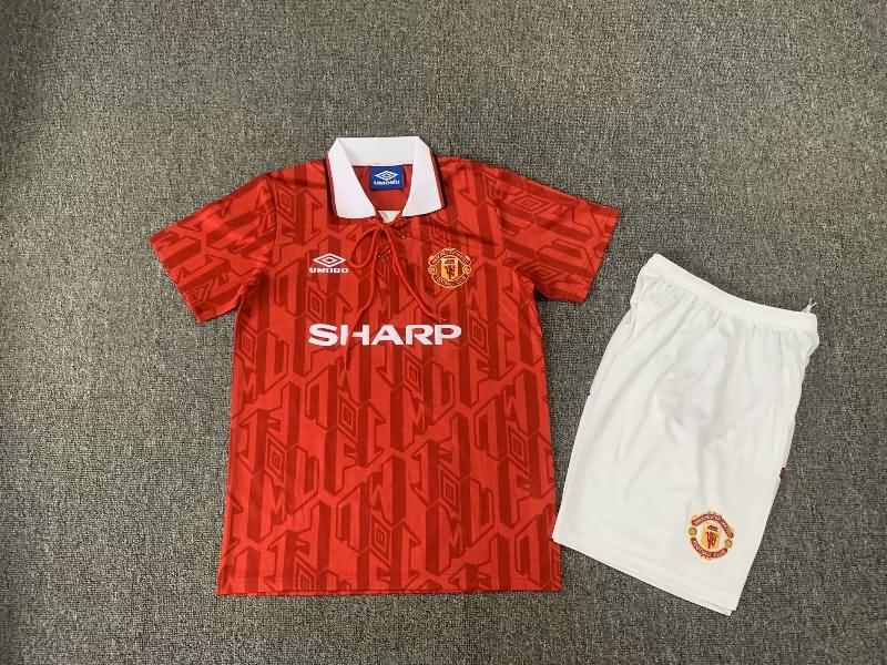 1992/94 Manchester United Home Kids Soccer Jersey And Shorts