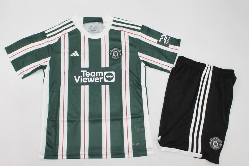 23/24 Manchester United Away Kids Soccer Jersey And Shorts