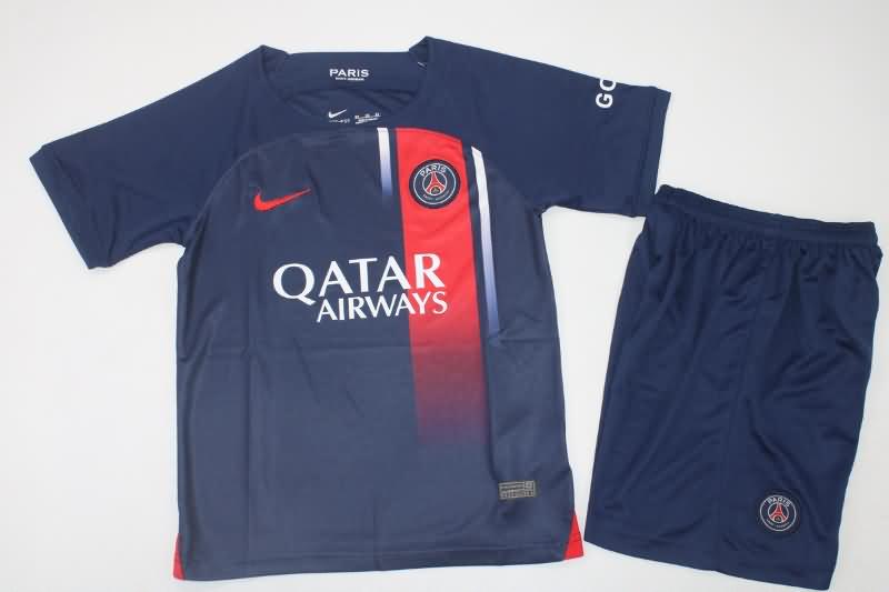 23/24 Paris St Germain Home Kids Soccer Jersey And Shorts