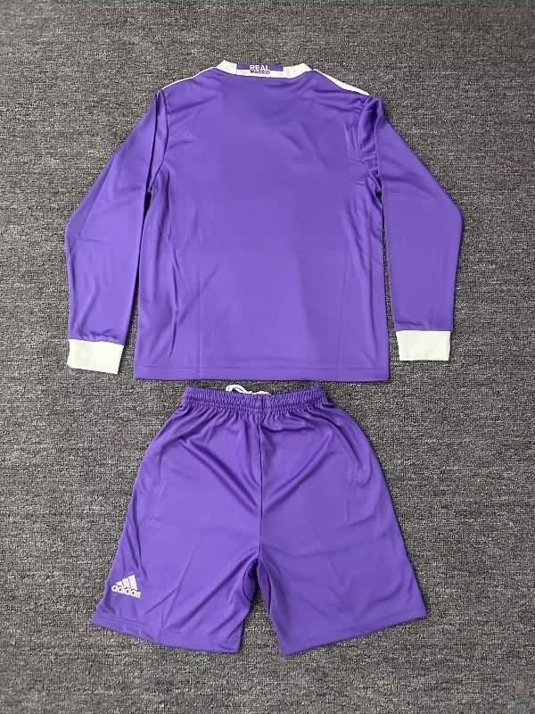 16/17 Real Madrid Away Long Sleeve Kids Soccer Jersey And Shorts