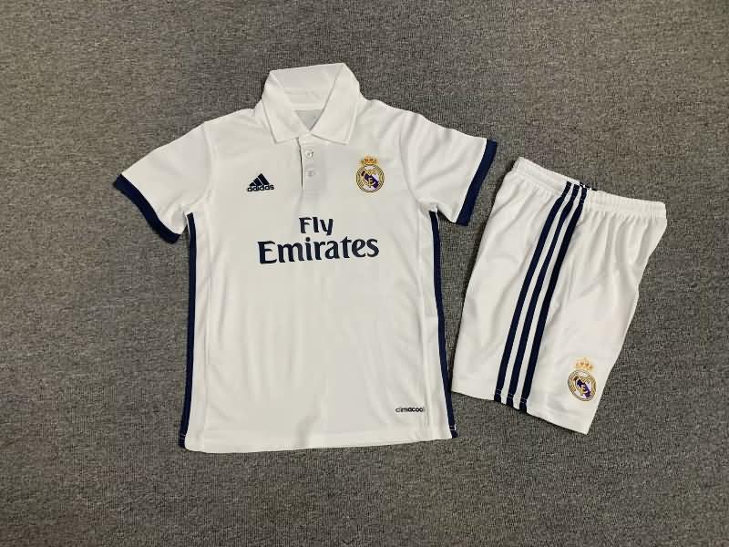 16/17 Real Madrid Home Kids Soccer Jersey And Shorts