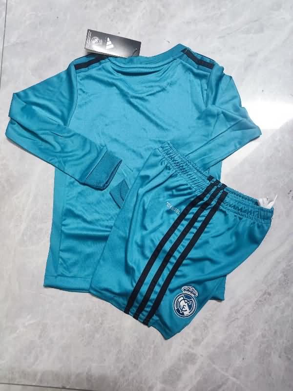 17/18 Real Madrid Third Long Sleeve Kids Soccer Jersey And Shorts