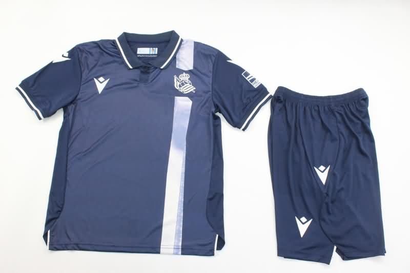 23/24 Real Sociedad Away Kids Soccer Jersey And Shorts