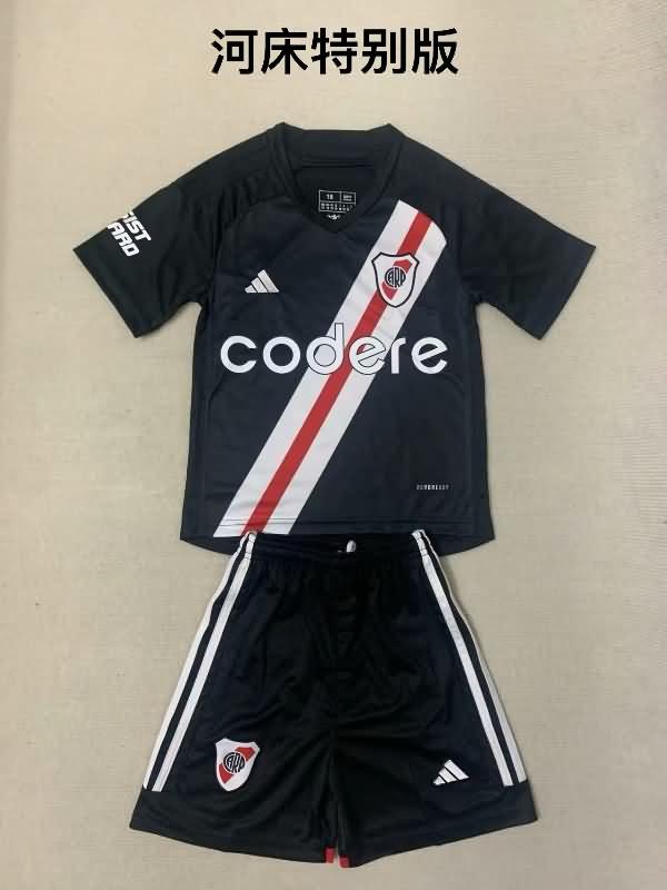 2023 River Plate Black Kids Soccer Jersey And Shorts