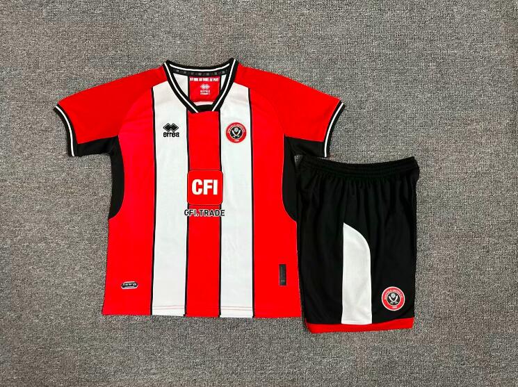 23/24 Sheffield United Home Kids Soccer Jersey And Shorts