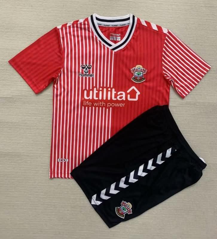 23/24 Southampton Home Kids Soccer Jersey And Shorts