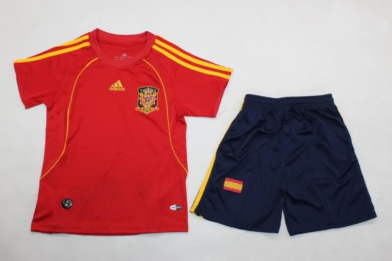 2008 Spain Home Kids Soccer Jersey And Shorts