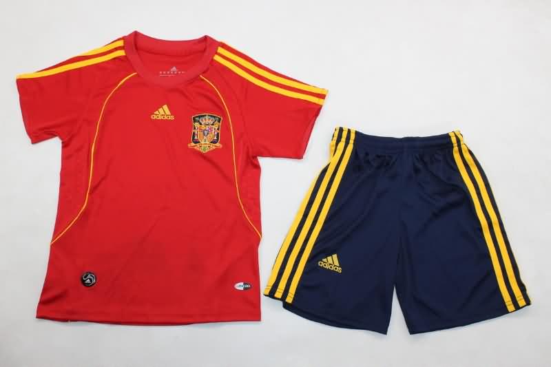 2008 Spain Home Kids Soccer Jersey And Shorts