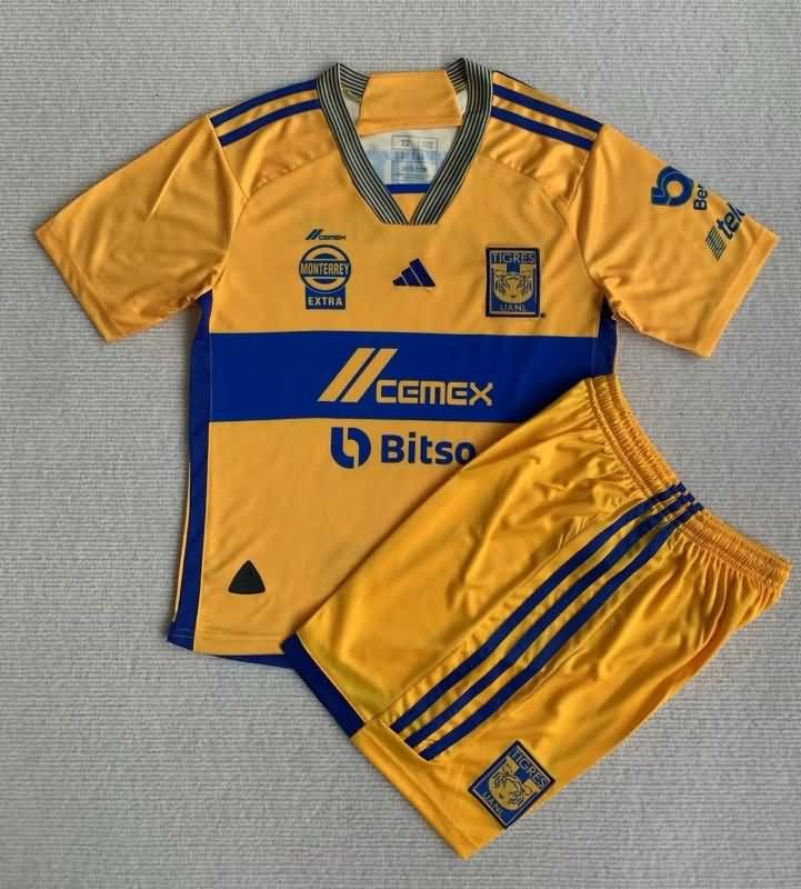 23/24 Tigres UANL Home Kids Soccer Jersey And Shorts