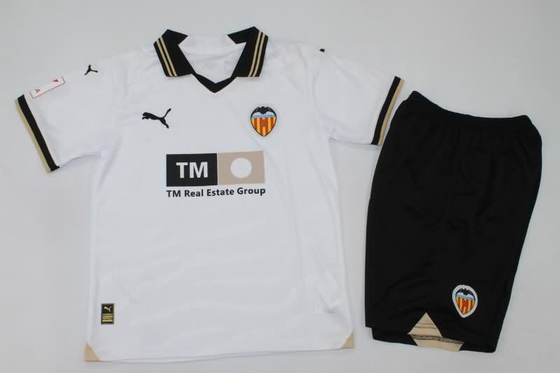 23/24 Valencia Home Kids Soccer Jersey And Shorts