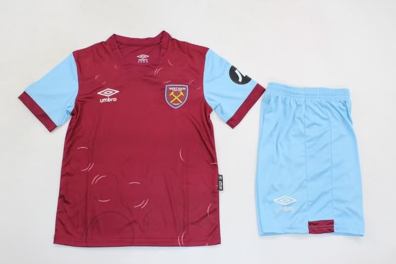 23/24 West Ham Home Kids Soccer Jersey And Shorts