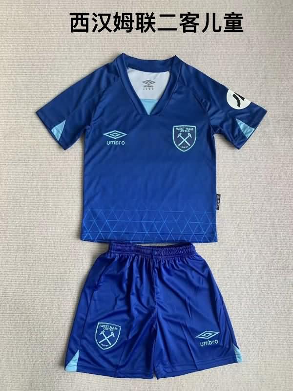 23/24 West Ham Third Kids Soccer Jersey And Shorts
