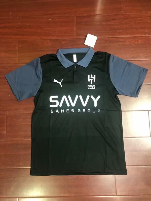 Thailand Quality(AAA) 23/24 Al Hilal Black Polo Soccer T-Shirt