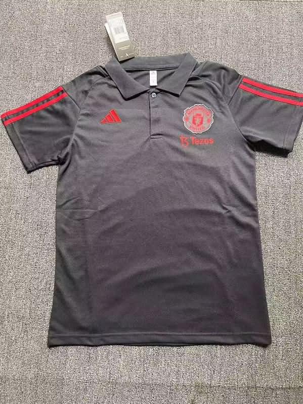 Thailand Quality(AAA) 23/24 Manchester United Dark Grey Polo Soccer T-Shirt