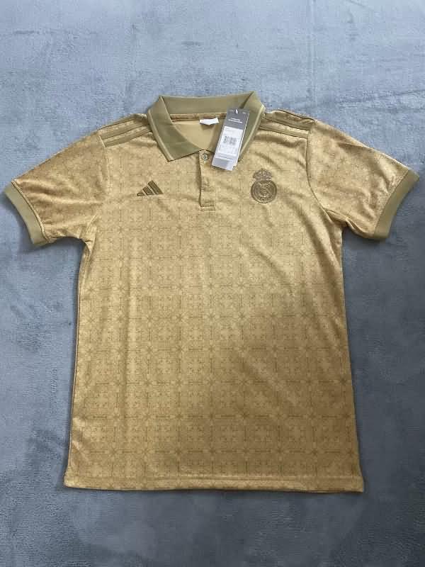 Thailand Quality(AAA) 23/24 Real Madrid Gold Polo Soccer T-Shirt