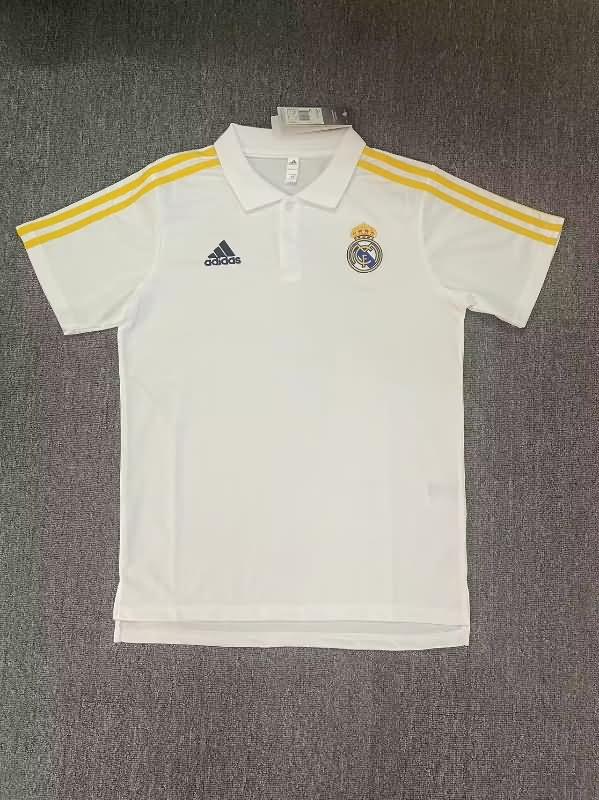 Thailand Quality(AAA) 23/24 Real Madrid White Polo Soccer T-Shirt 02