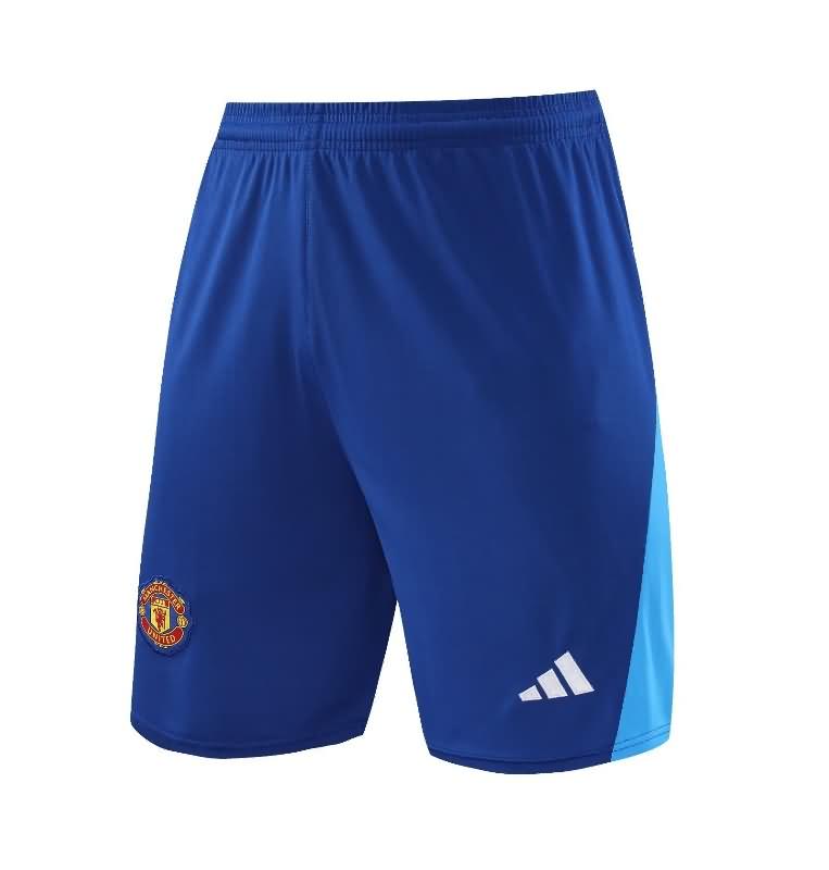 Thailand Quality(AAA) 23/24 Manchester United Goalkeeper Blue Soccer Shorts