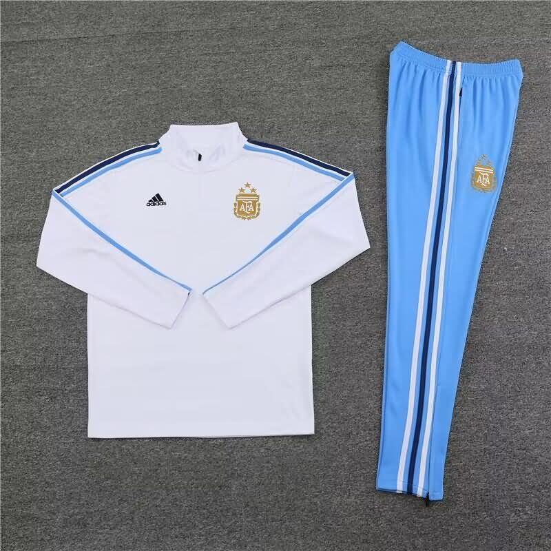 Thailand Quality(AAA) 2023 Argentina White Soccer Tracksuit 02