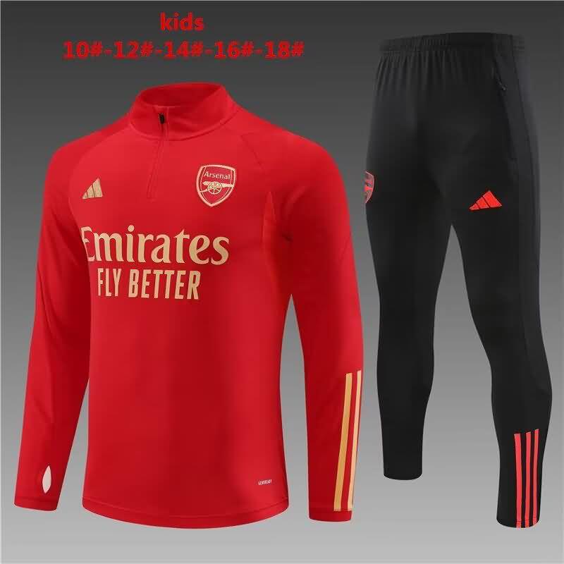 Kids - Thailand Quality(AAA) 23/24 Arsenal Red Soccer Tracksuit