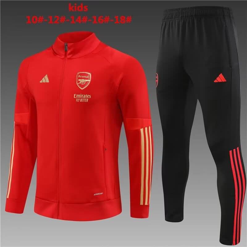 Kids - Thailand Quality(AAA) 23/24 Arsenal Red Soccer Tracksuit 02