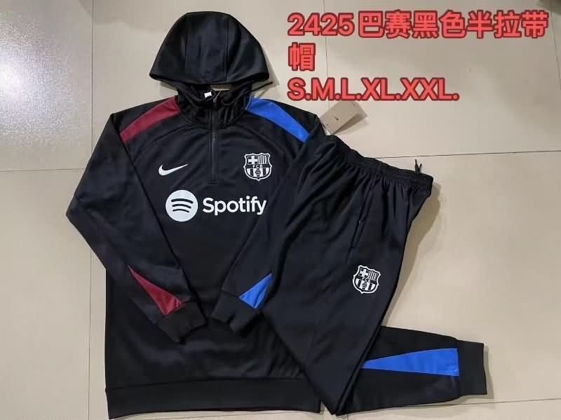 Thailand Quality(AAA) 23/24 Barcelona Black Soccer Tracksuit