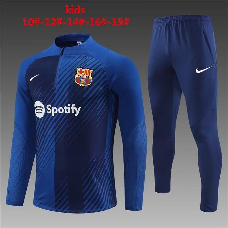 Kids - Thailand Quality(AAA) 23/24 Barcelona Blue Soccer Tracksuit