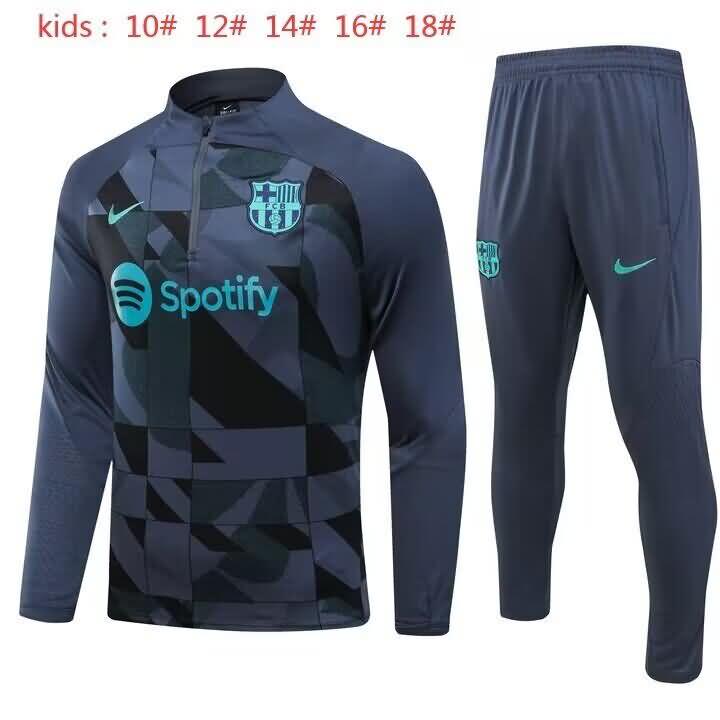 Kids - Thailand Quality(AAA) 23/24 Barcelona Grey Soccer Tracksuit