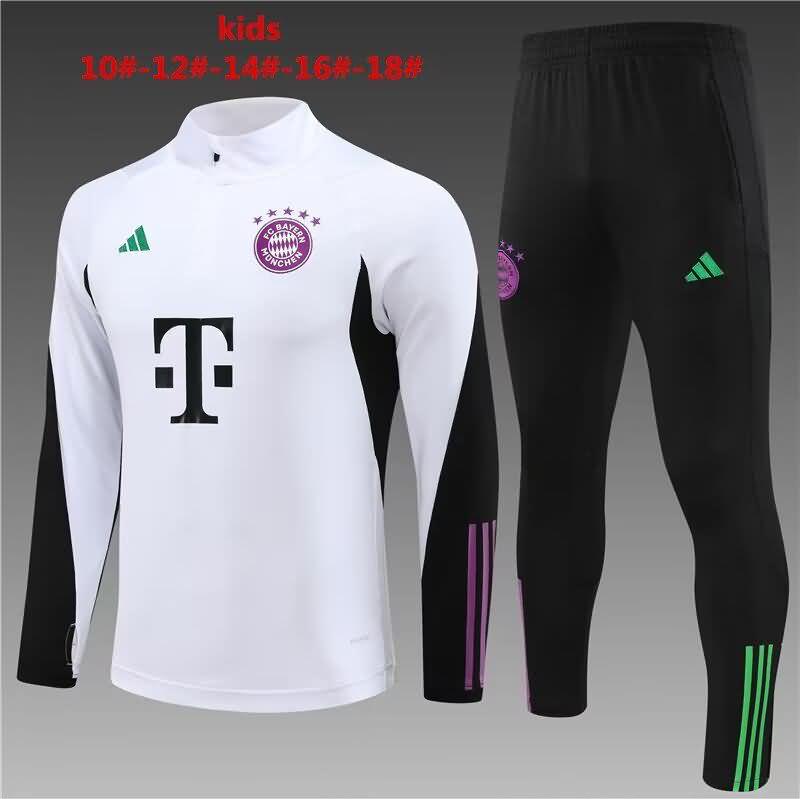 Kids - Thailand Quality(AAA) 23/24 Bayern Munich White Soccer Tracksuit