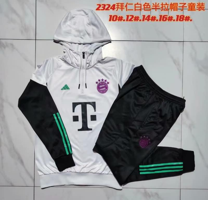 Kids - Thailand Quality(AAA) 23/24 Bayern Munich White Soccer Tracksuit 02