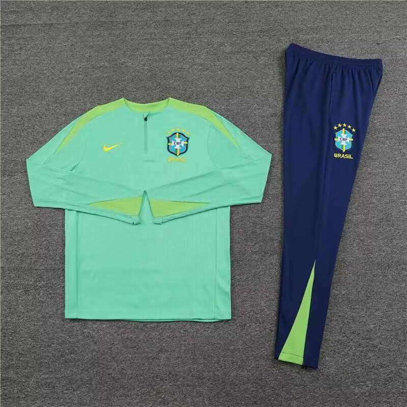 Thailand Quality(AAA) 2023/24 Brazil Green Soccer Tracksuit 02