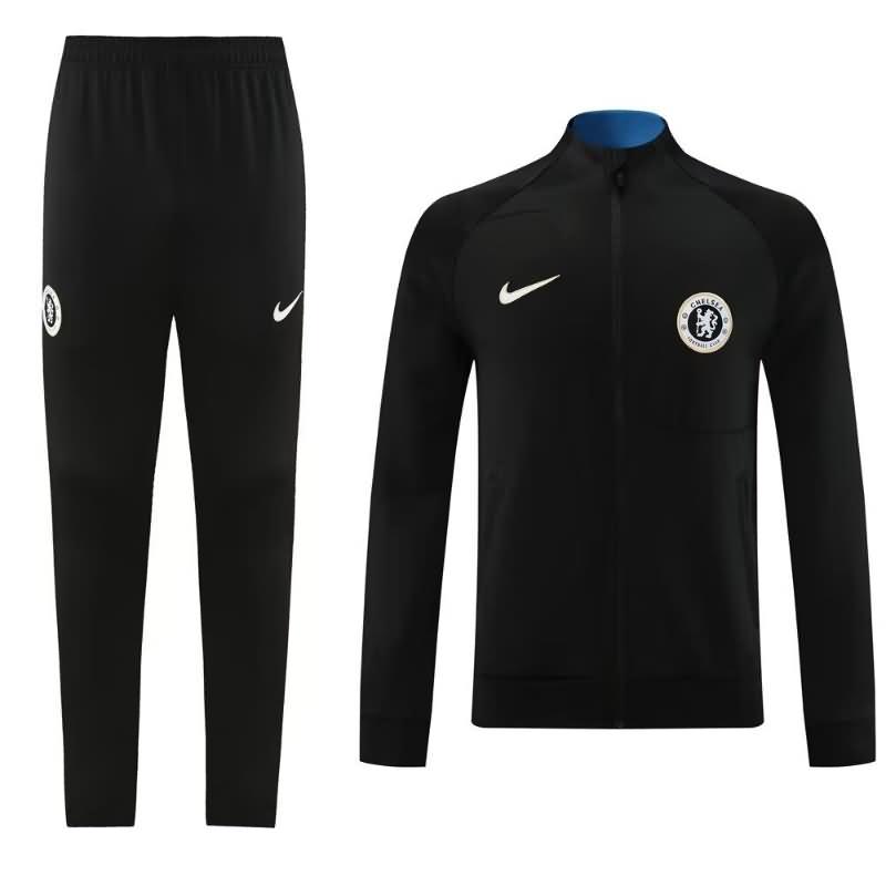 Thailand Quality(AAA) 23/24 Chelsea Black Soccer Tracksuit 02