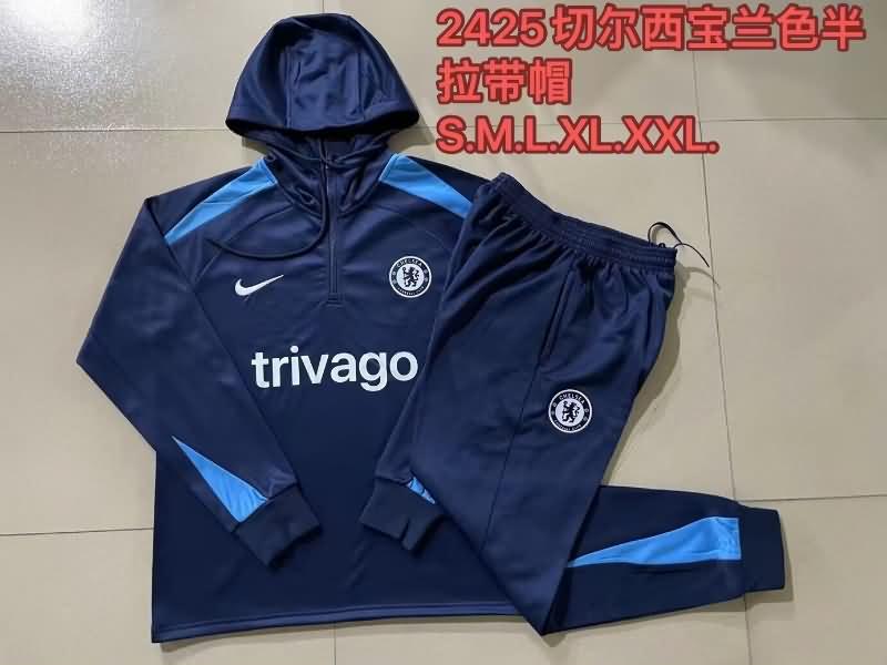 Thailand Quality(AAA) 23/24 Chelsea Dark Blue Soccer Tracksuit 02