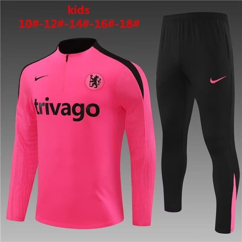 Kids - Thailand Quality(AAA) 23/24 Chelsea Pink Soccer Tracksuit