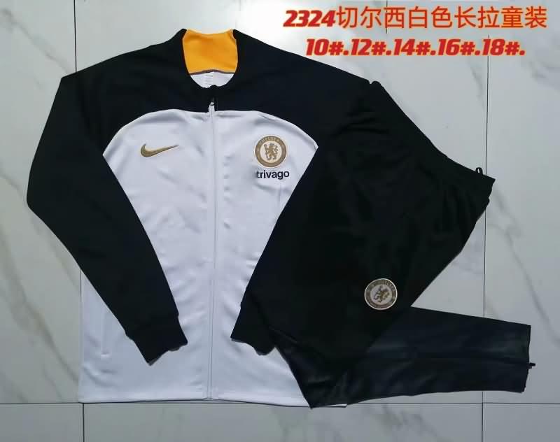 Kids - Thailand Quality(AAA) 23/24 Chelsea White Soccer Tracksuit 02