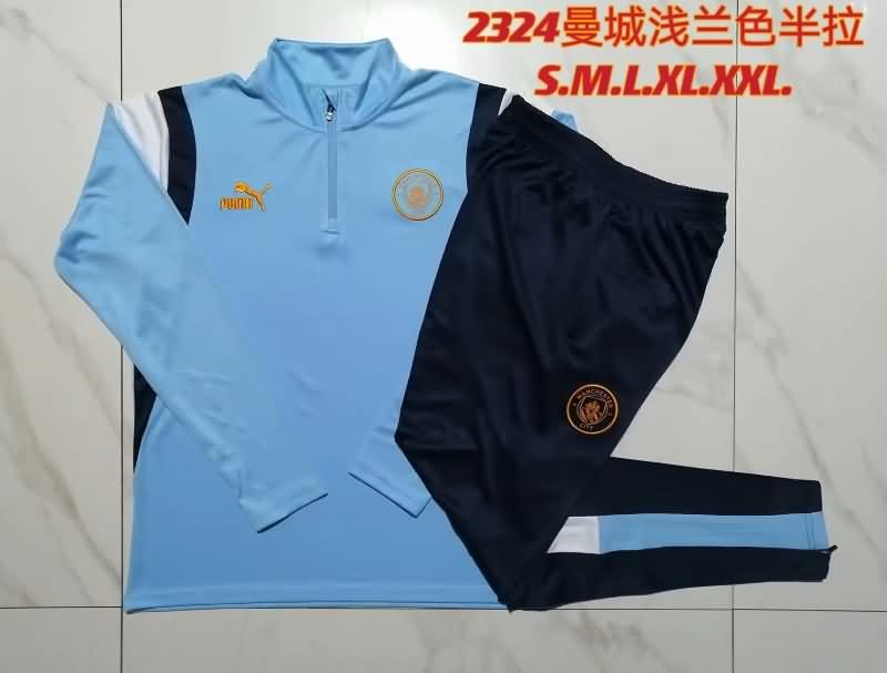 Thailand Quality(AAA) 23/24 Manchester City Blue Soccer Tracksuit 05