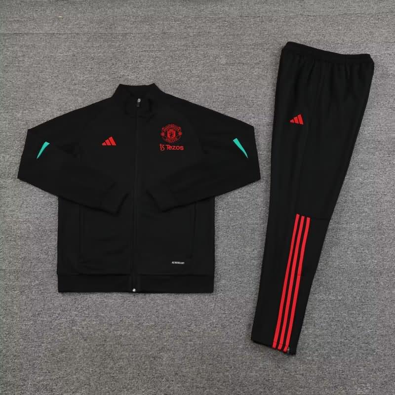 Thailand Quality(AAA) 23/24 Manchester United Black Soccer Tracksuit